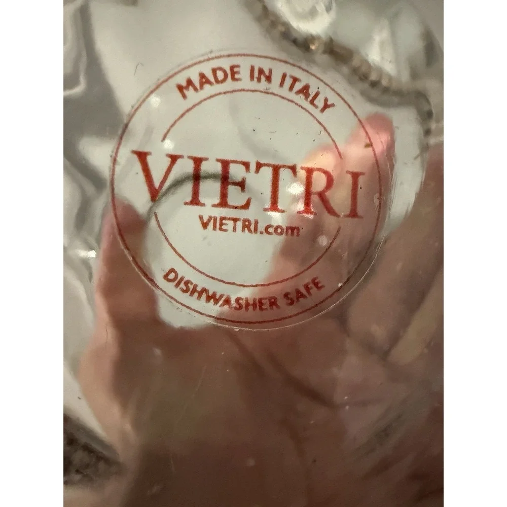 Vietri Hibiscus Clear Hand Blown Italian Art Glass Bud Vase 5.5